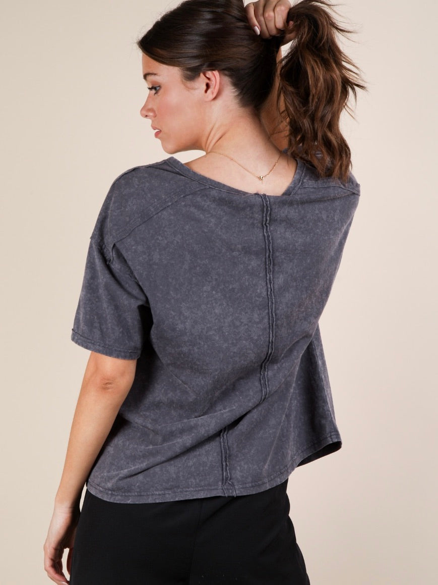 Every Day Style Mineral Wash Top Charcoal Extended