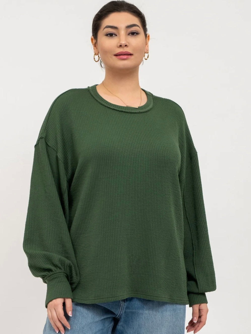Year After Year Ribbed Crewneck Hunter Green Extended