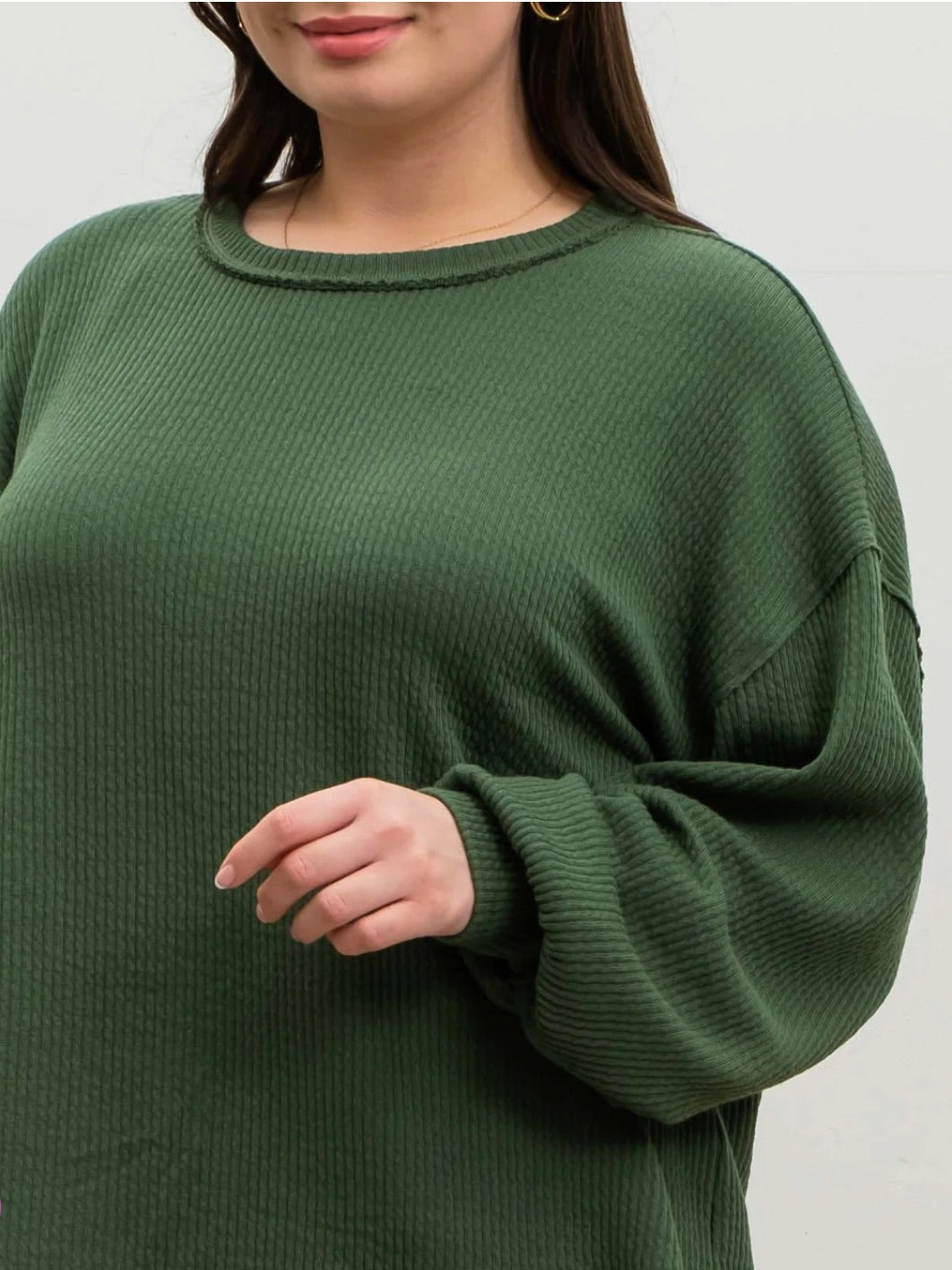 Year After Year Ribbed Crewneck Hunter Green Extended