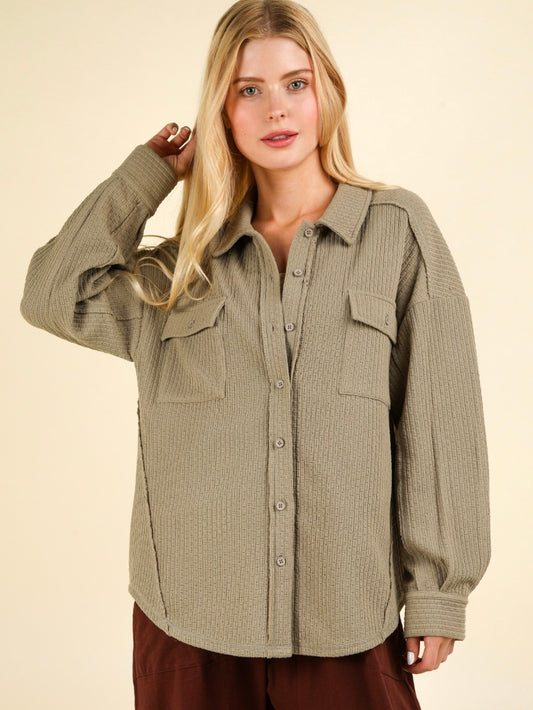 This Moment Textured Shirt Jacket Sage