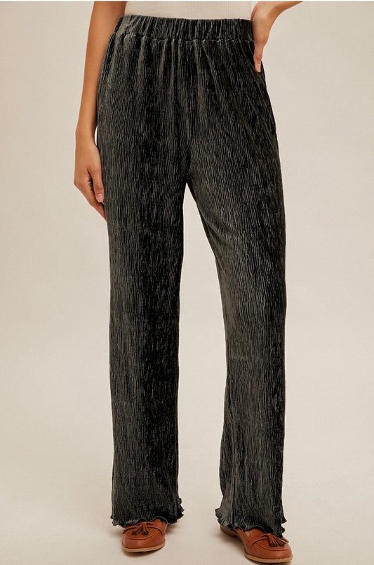 Seasons Bring Crinkle Velvet Pants Winter Spruce