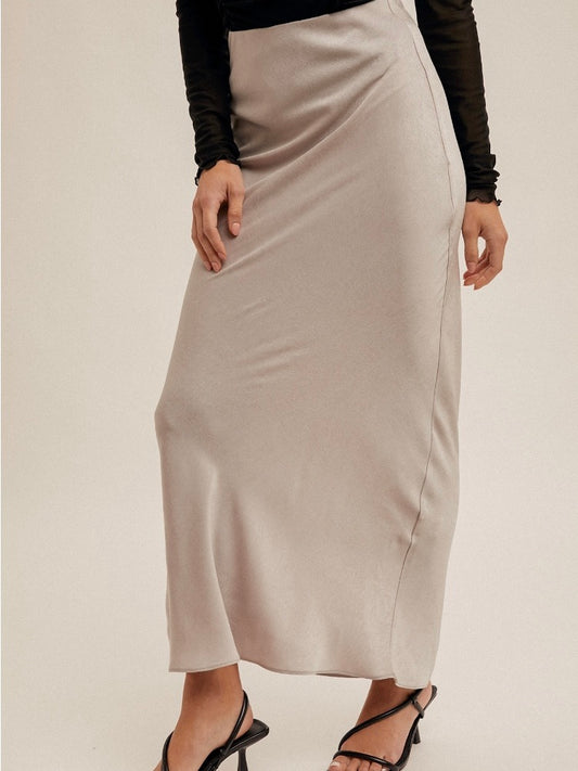 Sunday Best Crinkle Maxi Skirt Dove Gray Small