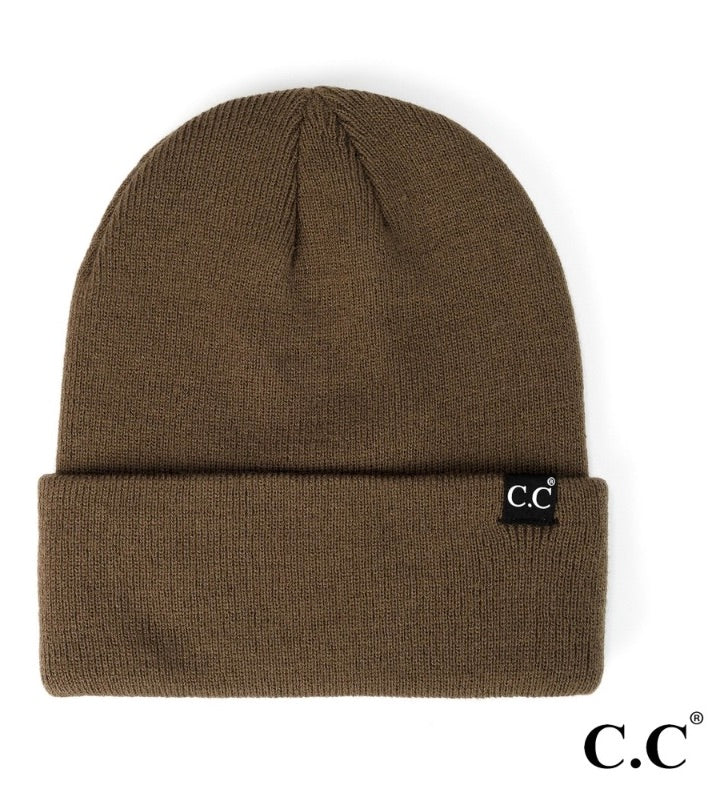 C.C Solid Cuff Beanie Hat Olive