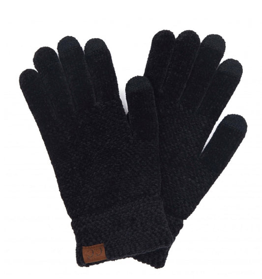 C.C Chenille Knit Smart Touch Gloves Black