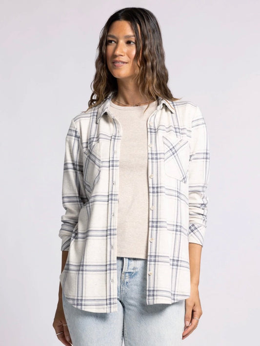 The Lewis Shirt Jacket Navy Cream Plaid