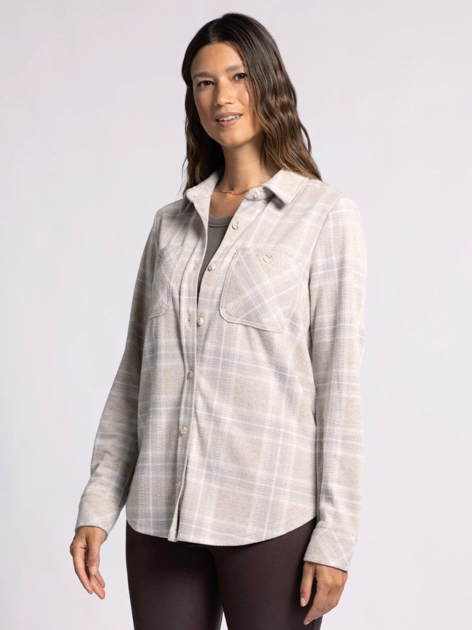 The Lewis Shirt Jacket Dove Plaid