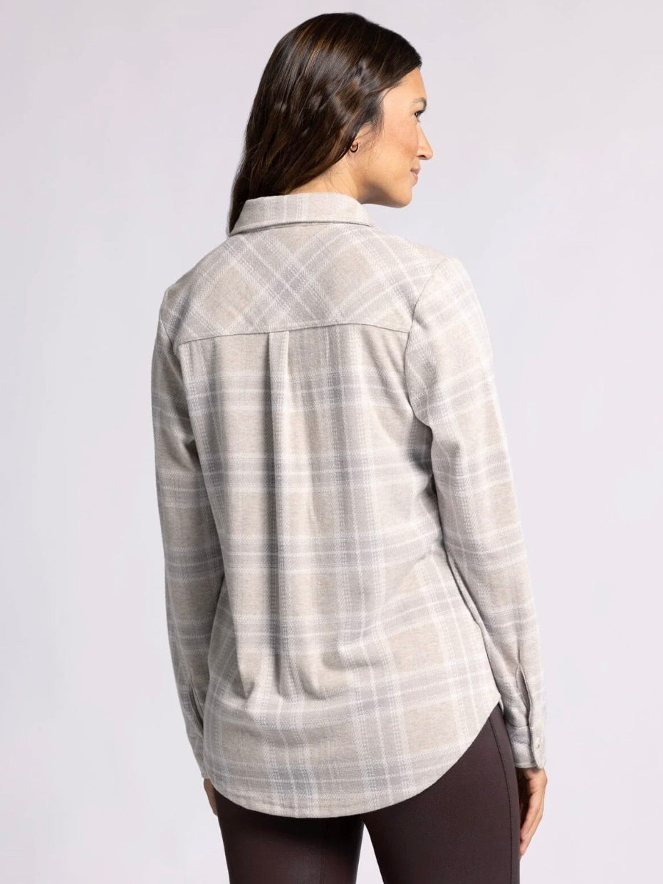 The Lewis Shirt Jacket Dove Plaid