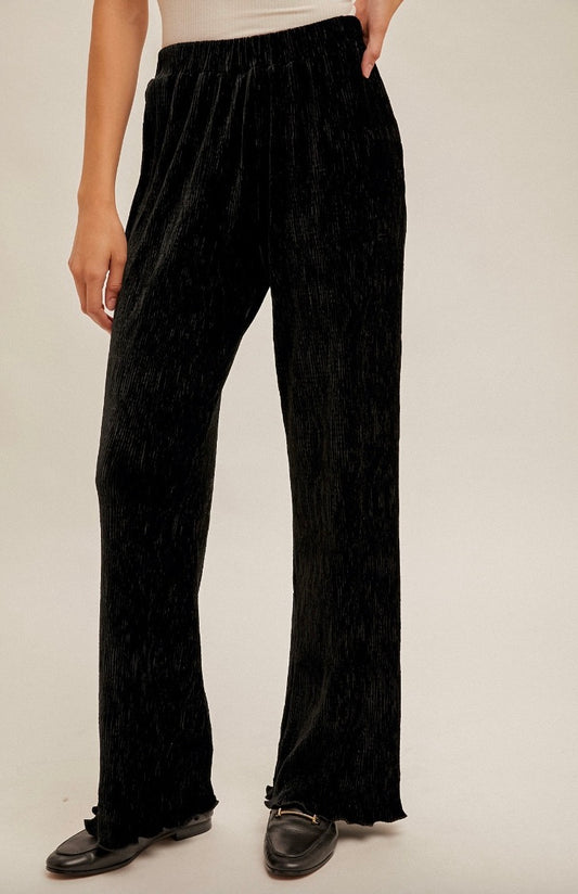 Seasons Bring Crinkle Velvet Pants Black