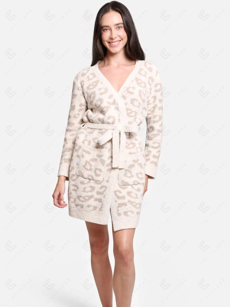 ComfyLuxe Leopard Print Mid-Length Robe - 4 Colors