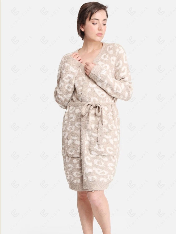 ComfyLuxe Leopard Print Mid-Length Robe - 4 Colors