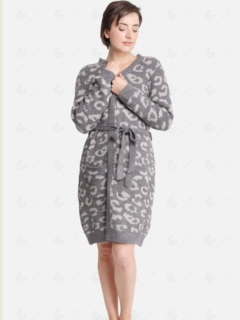 ComfyLuxe Leopard Print Mid-Length Robe - 4 Colors