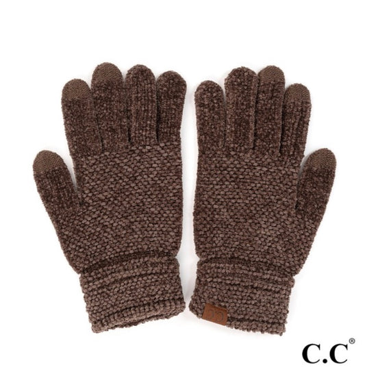 C.C Chenille Knit Smart Touch Gloves Earth Brown