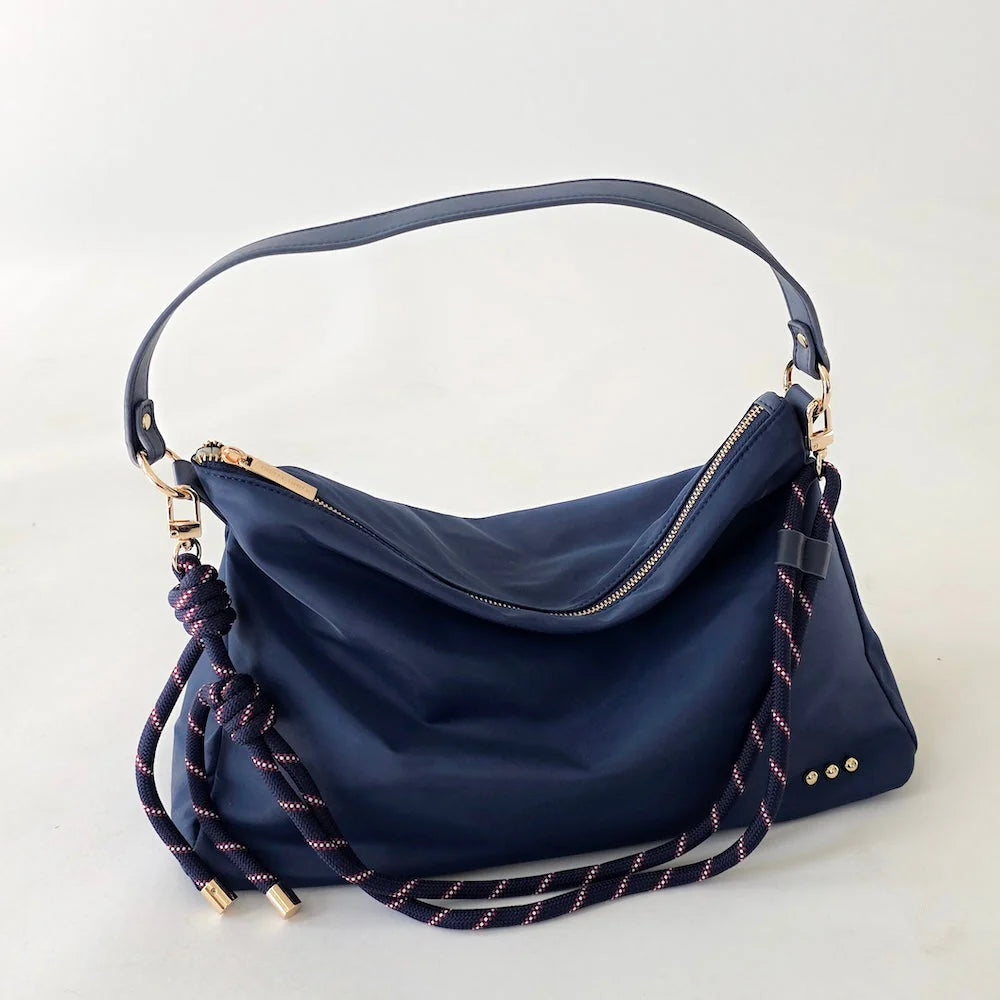 The Nikki Nylon Slouchy Shoulder Bag Navy