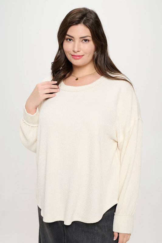 Years Go By Ribbed Knit Top Extended Cream