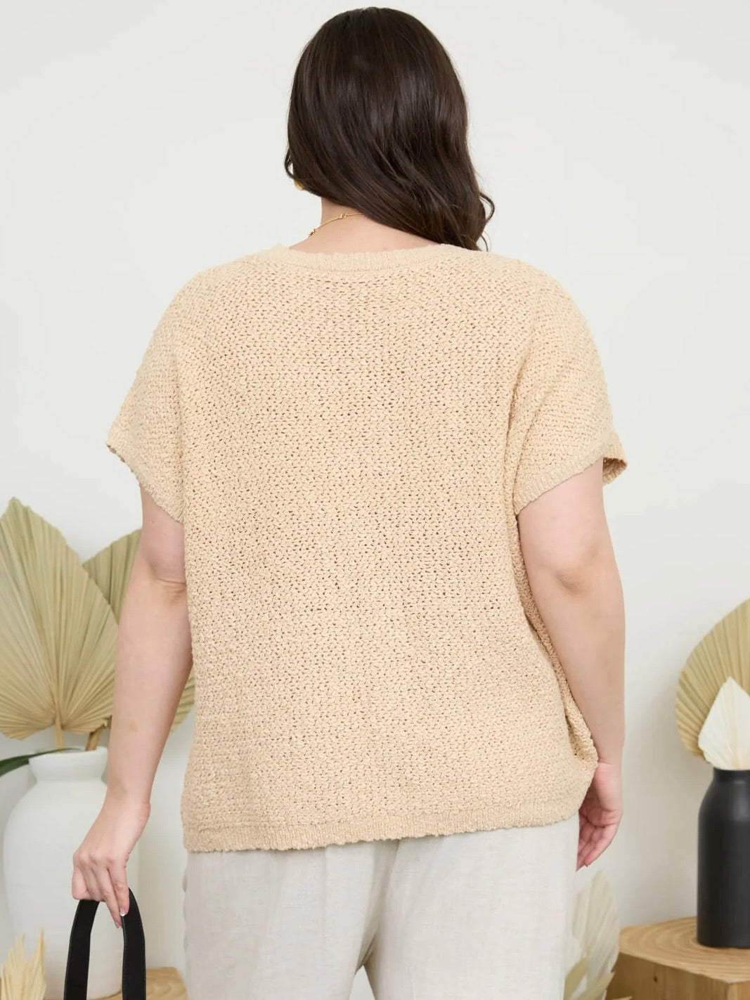 Stay True Textured Knit Top Khaki Extended