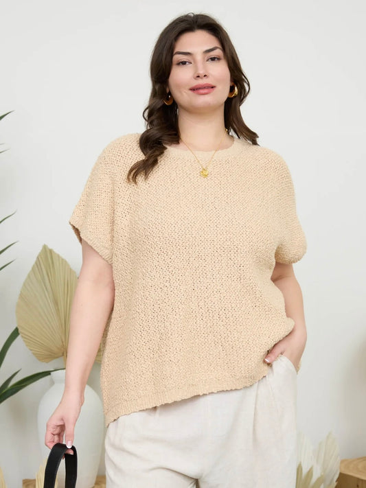 Stay True Textured Knit Top Khaki Extended