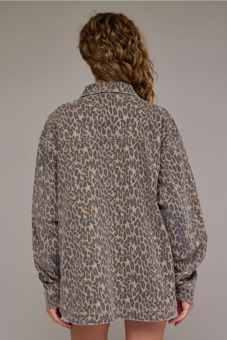 Hidden Cheetah Print Oversized Jacket