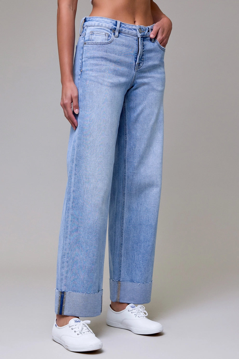 Hidden Logan Dad Jeans Raw Hem with 3" Cuff