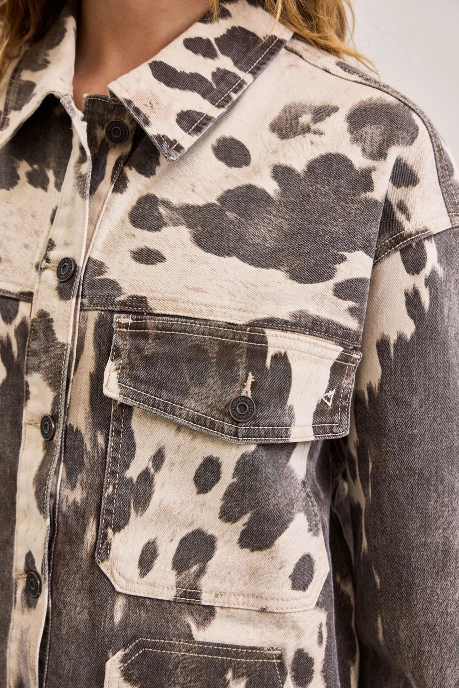 Hidden Cow Print Oversized Jacket