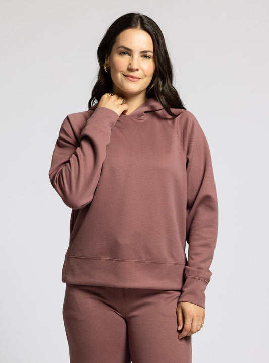 The Carly Ribbed Hoodie Rose Brown