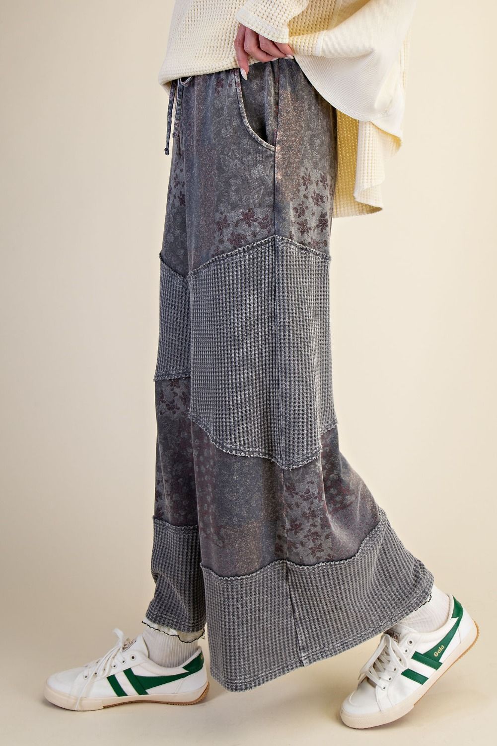 No Limit Patchwork Print Thermal Pants Ash