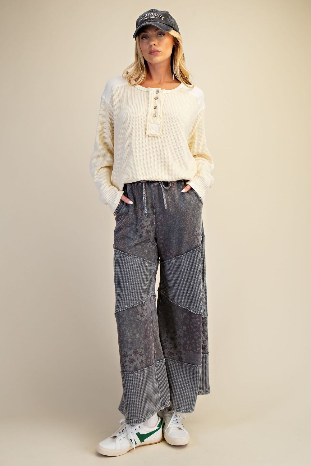 No Limit Patchwork Print Thermal Pants Ash