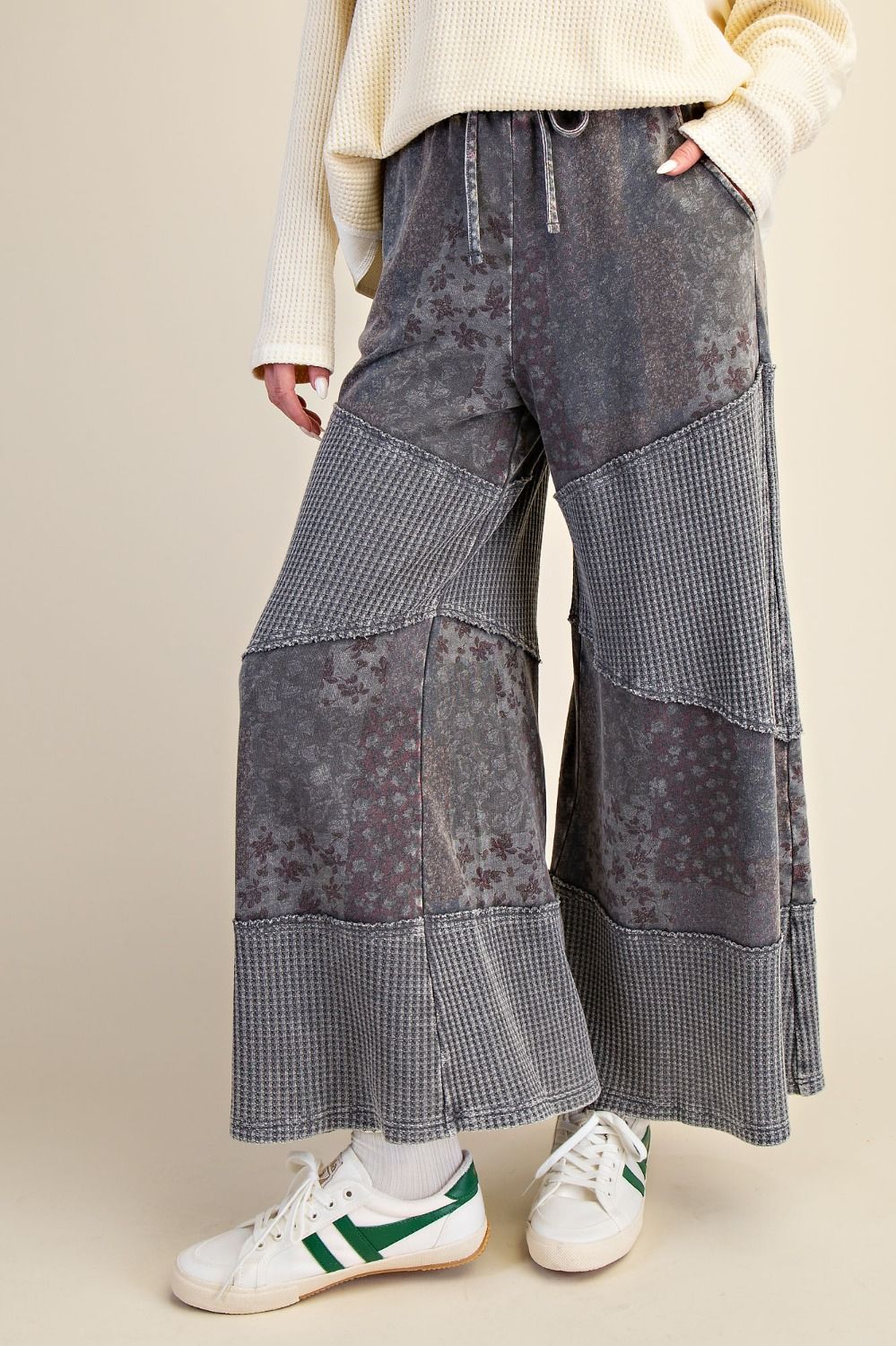 No Limit Patchwork Print Thermal Pants Ash