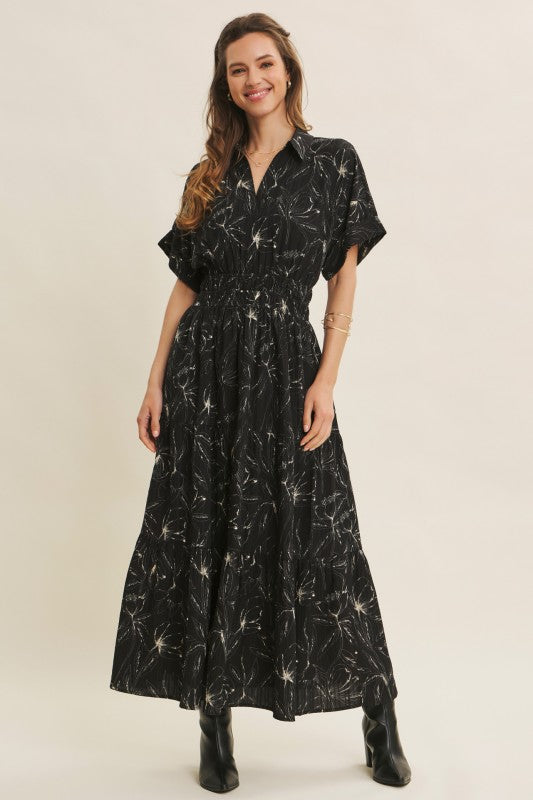 Living My Best Floral Tiered Maxi Dress Black