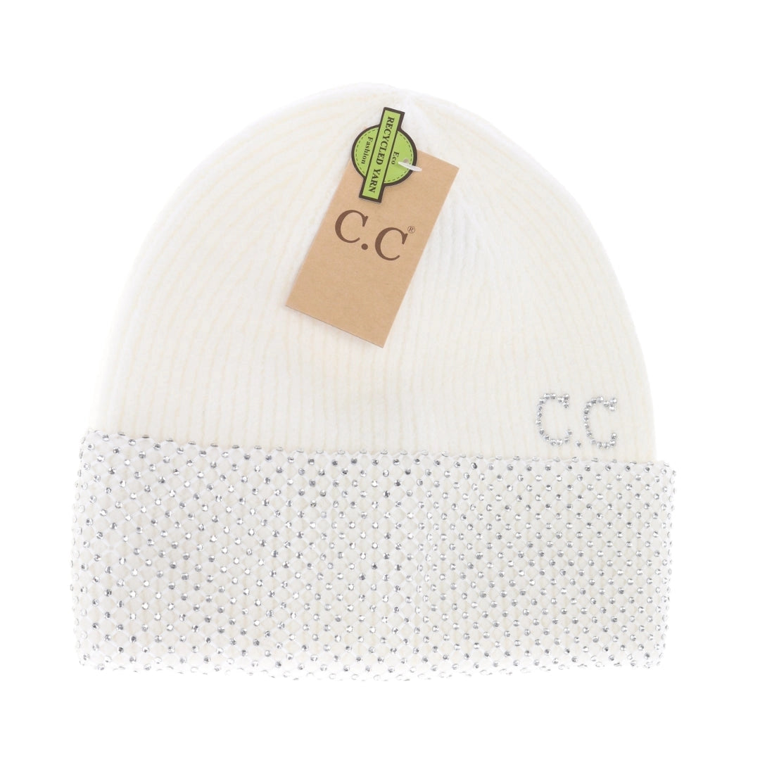 C.C Rhinestone Net Cuff Beanie - 3 Colors