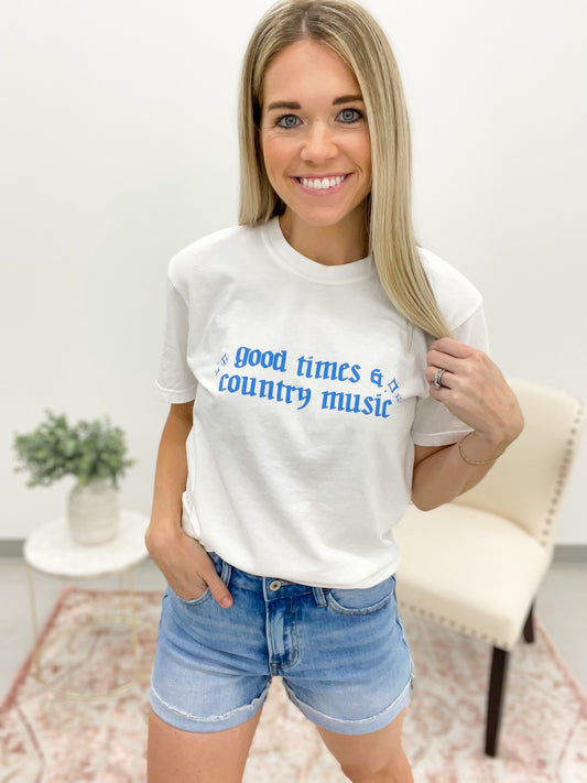 Good Times & Country Music Tee White Small