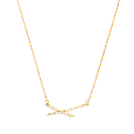 Delicate Pave Criss Cross Necklace Gold
