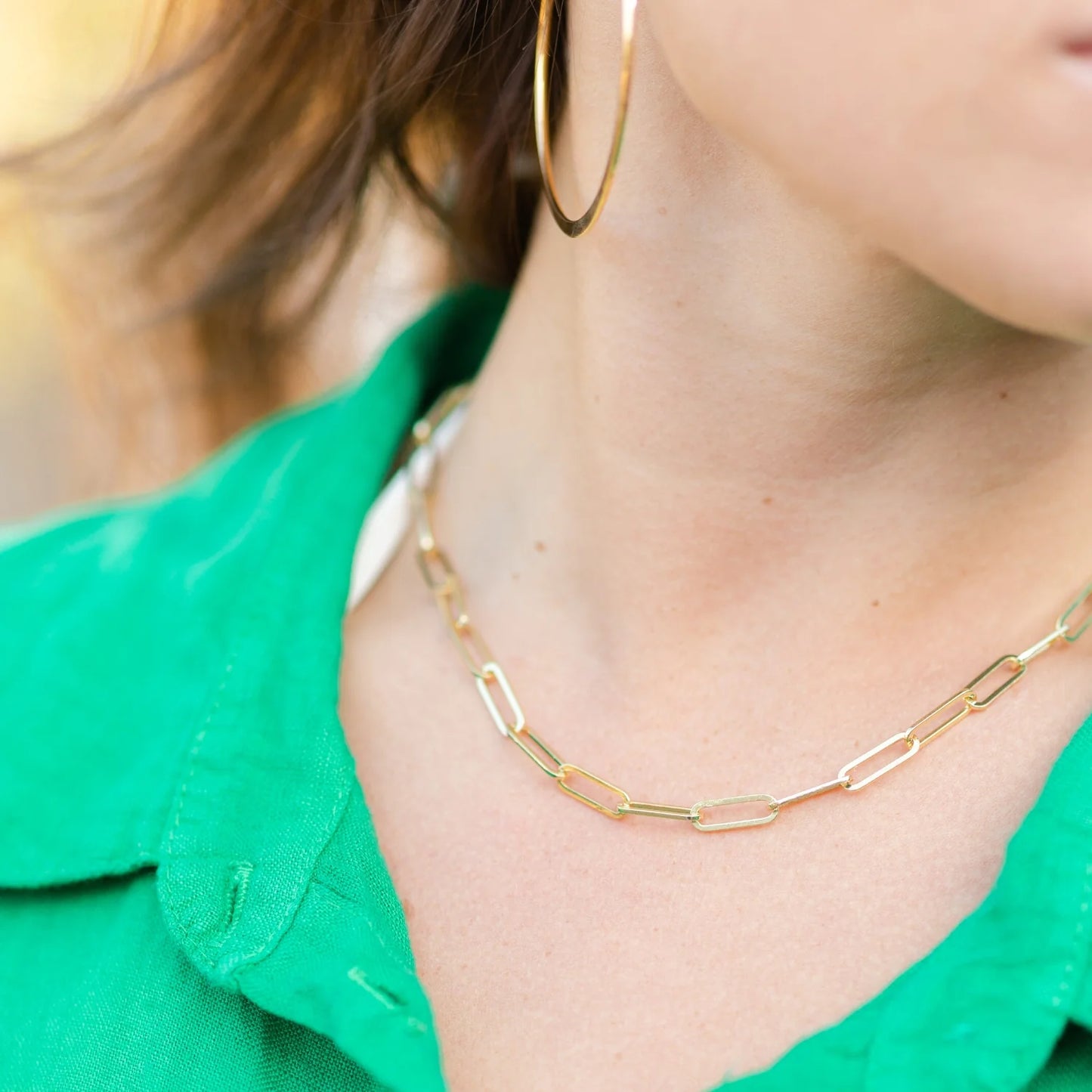 Large Link Chain Necklace Gold