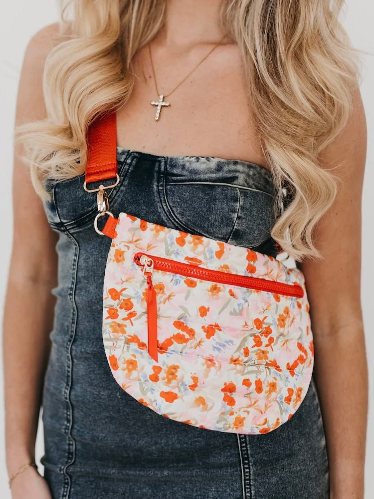 The Jolie Puffer Belt Bag Watercolor Mango Floral