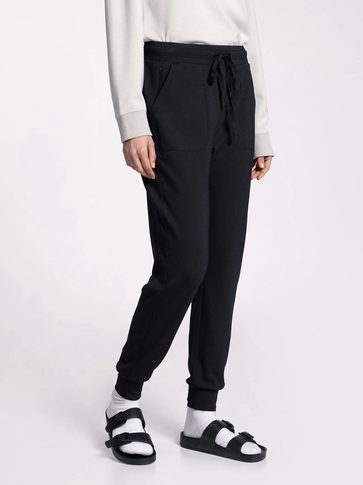 The Junie Joggers Black Rib