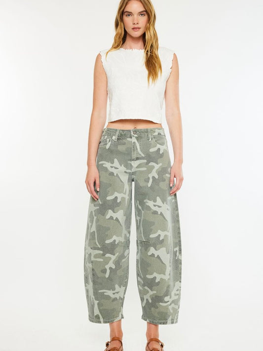 The Delaney High Rise Horseshoe Fit Denim Washed Camouflage