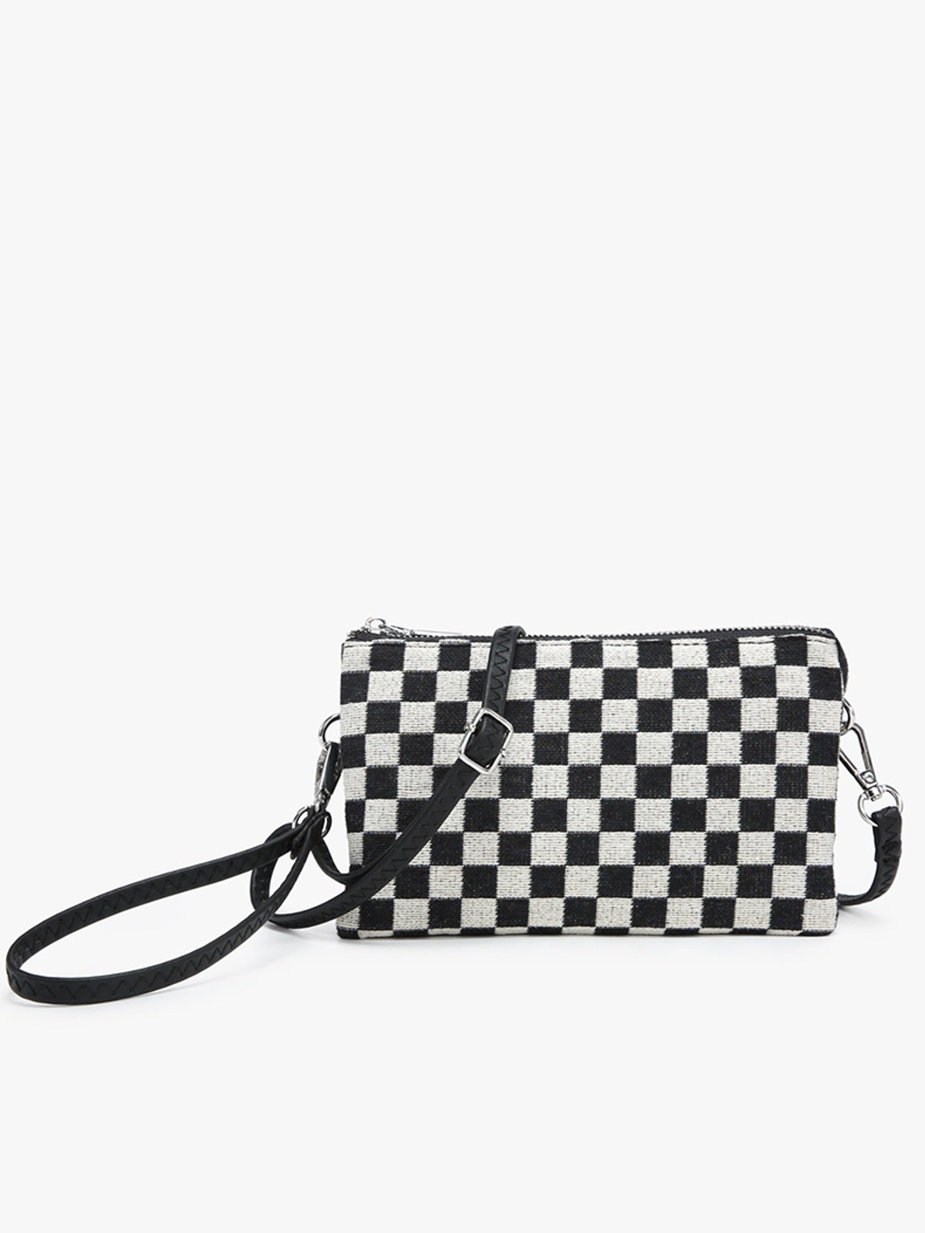 The Riley Checkered Crossbody/Wristlet Black