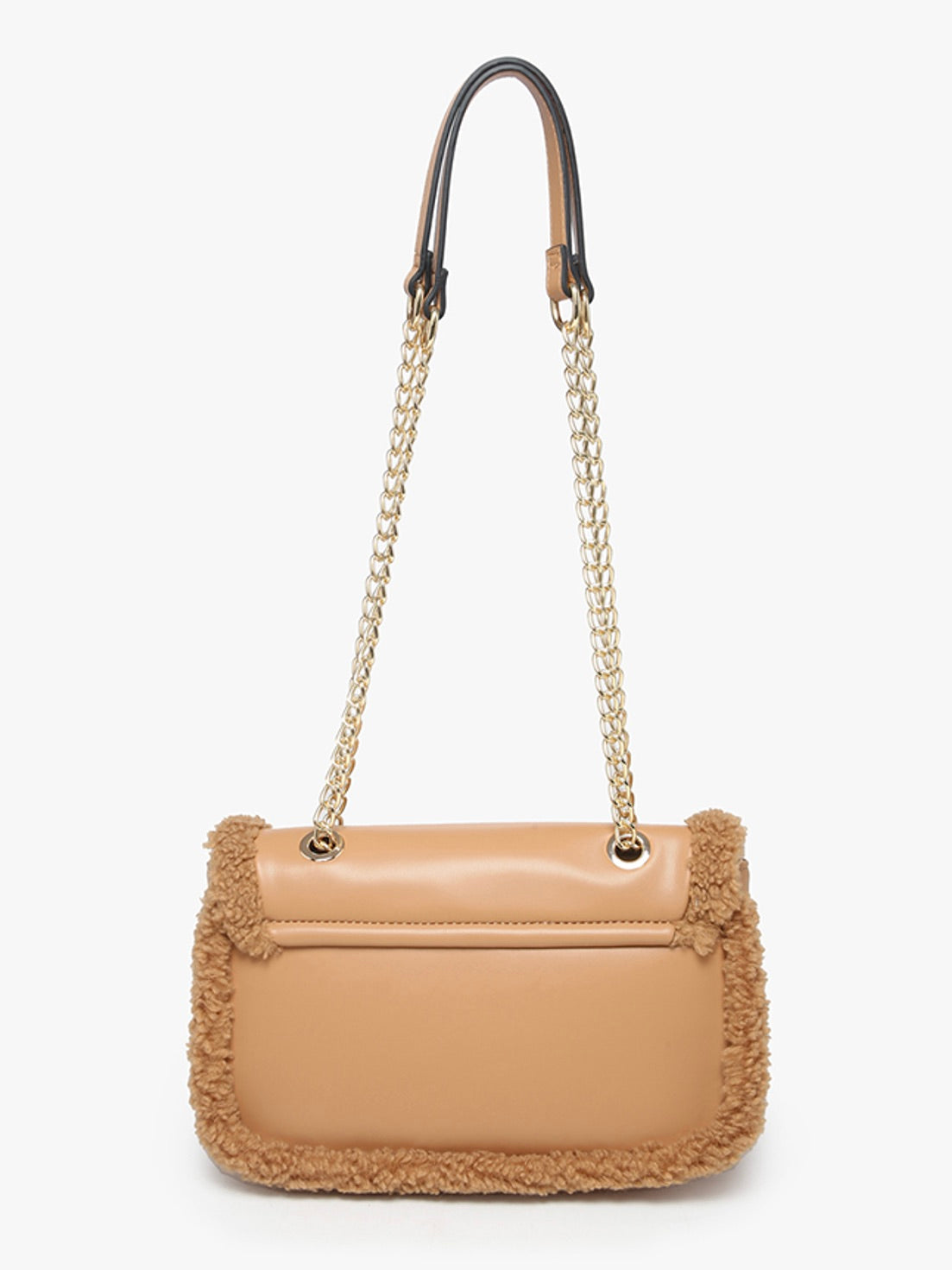 Coco Sherpa Trim Crossbody With Chain Strap Mocha