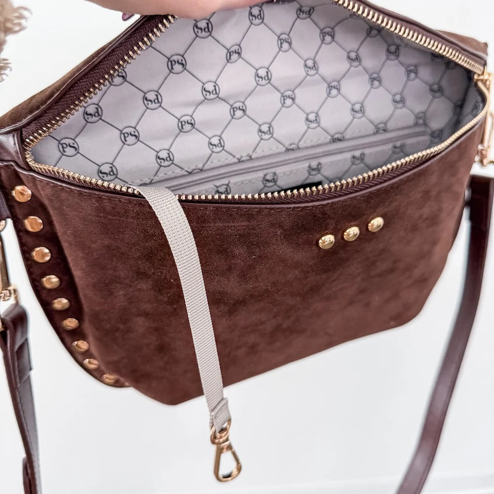 The Sabrina Studded Suede Bum Bag Oat