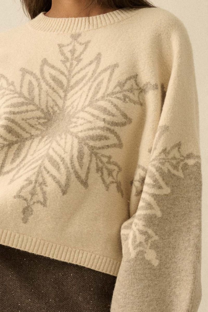 Winter Bliss Cream Jacquard Snowflake Sweater