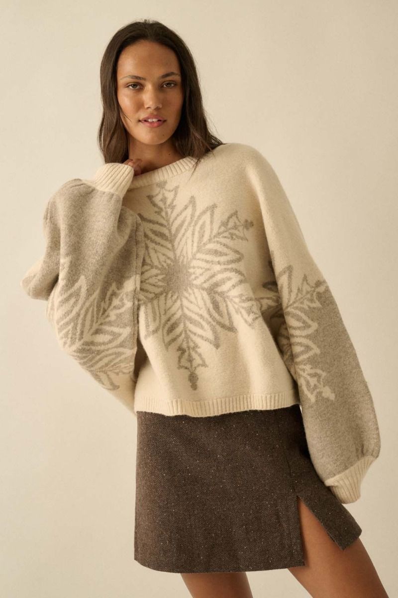 Winter Bliss Cream Jacquard Snowflake Sweater