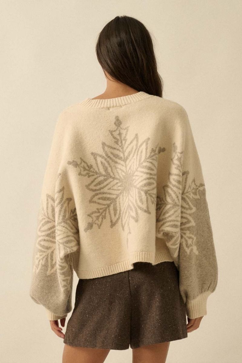 Winter Bliss Cream Jacquard Snowflake Sweater