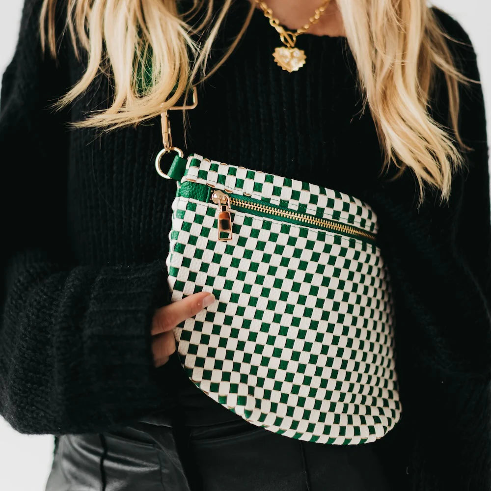 The Westlyn Woven Bum Bag Checkered Emerald