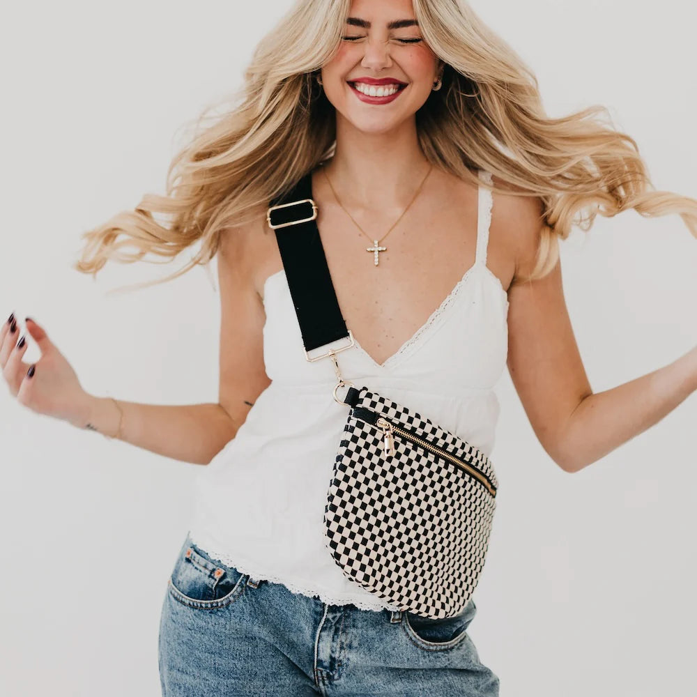The Westlyn Woven Bum Bag Checkered Black