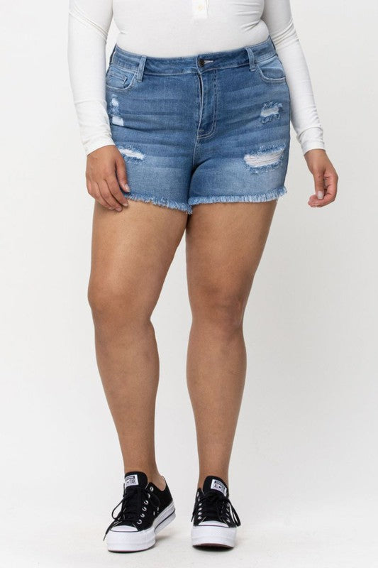 The Katie High Rise Denim Shorts Extended