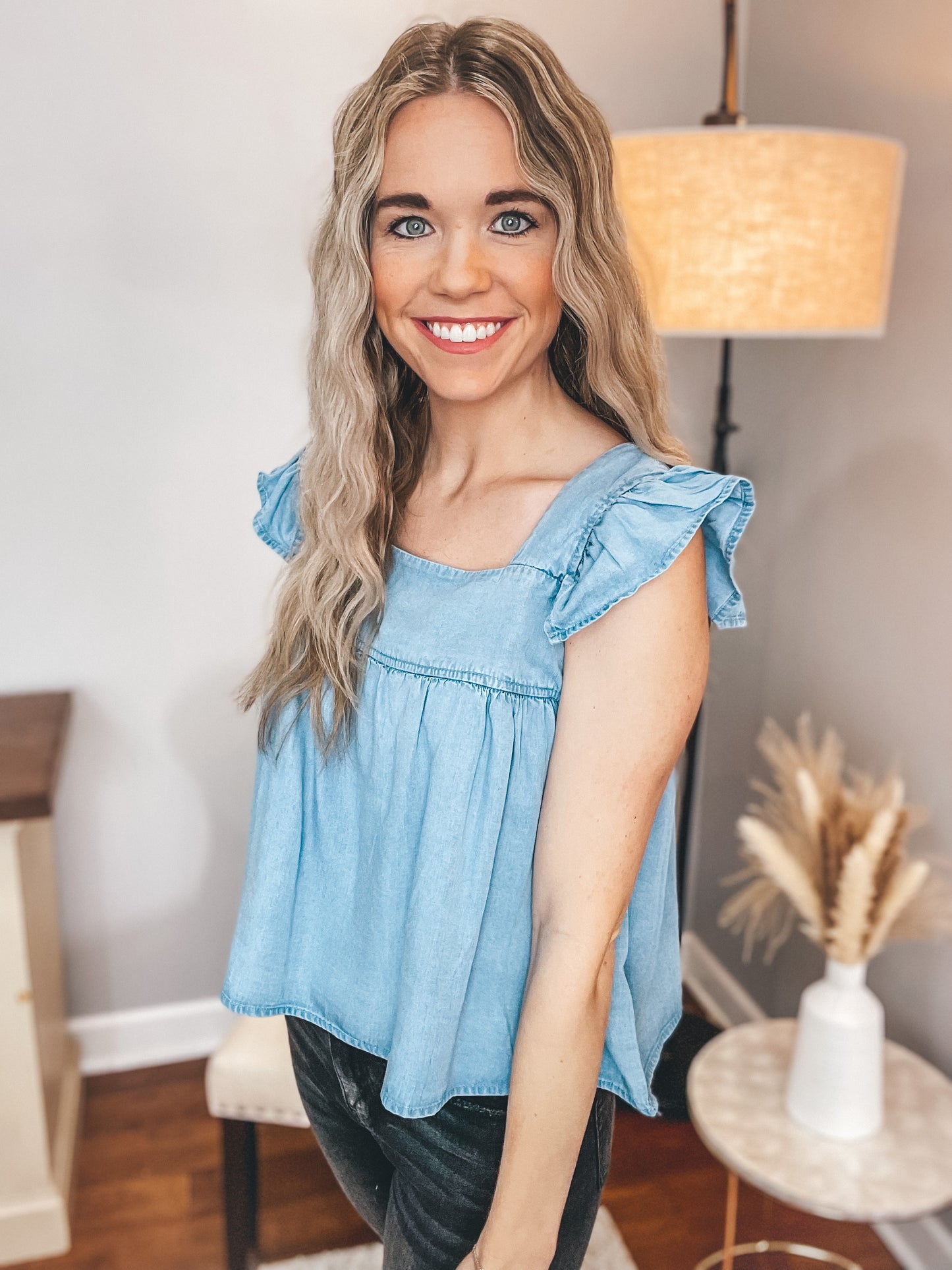 Missing You Chambray Top Large