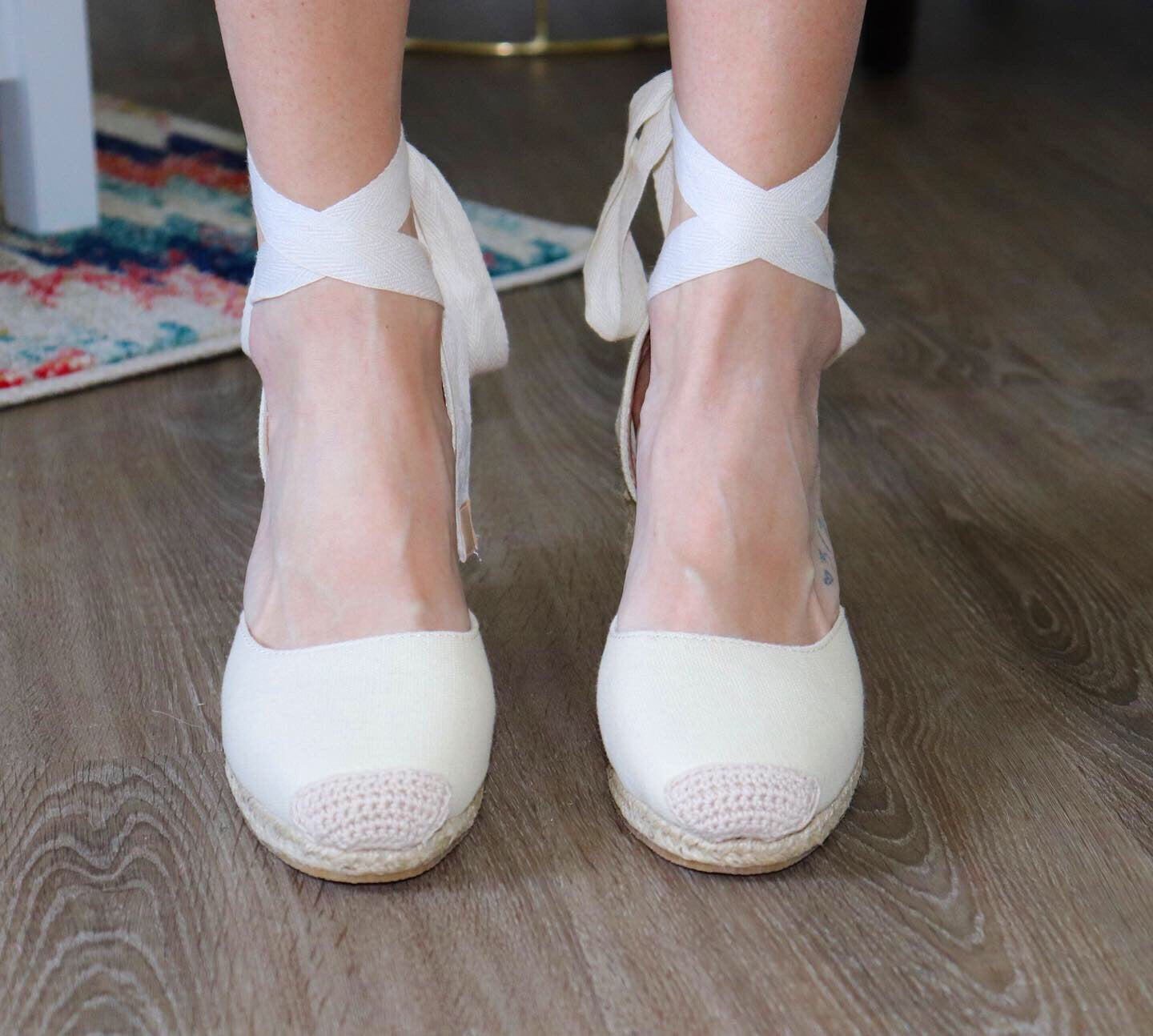 The Channing Espadrille Wedges Beige