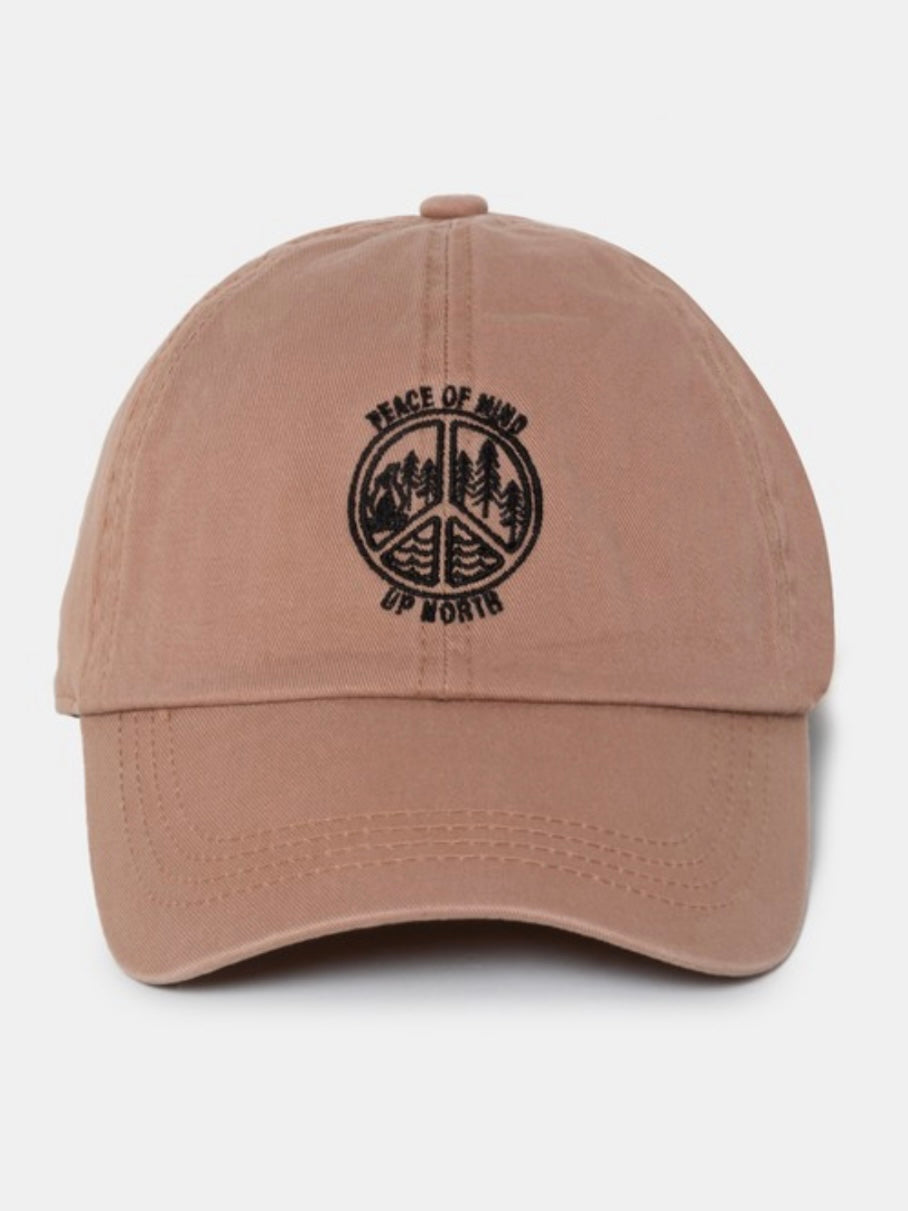 Peace Of Mind Up North Embroidered Baseball Cap Clay