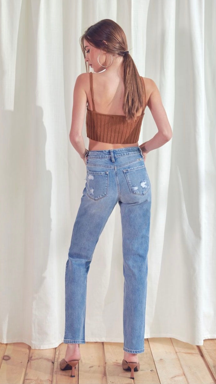 The Sophie High Rise Straight Jeans