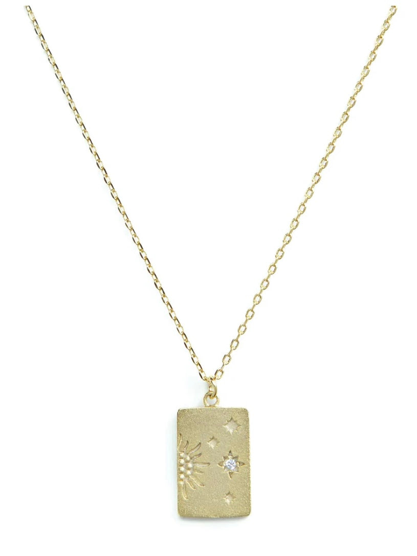 Sun And Starburst Necklace Gold