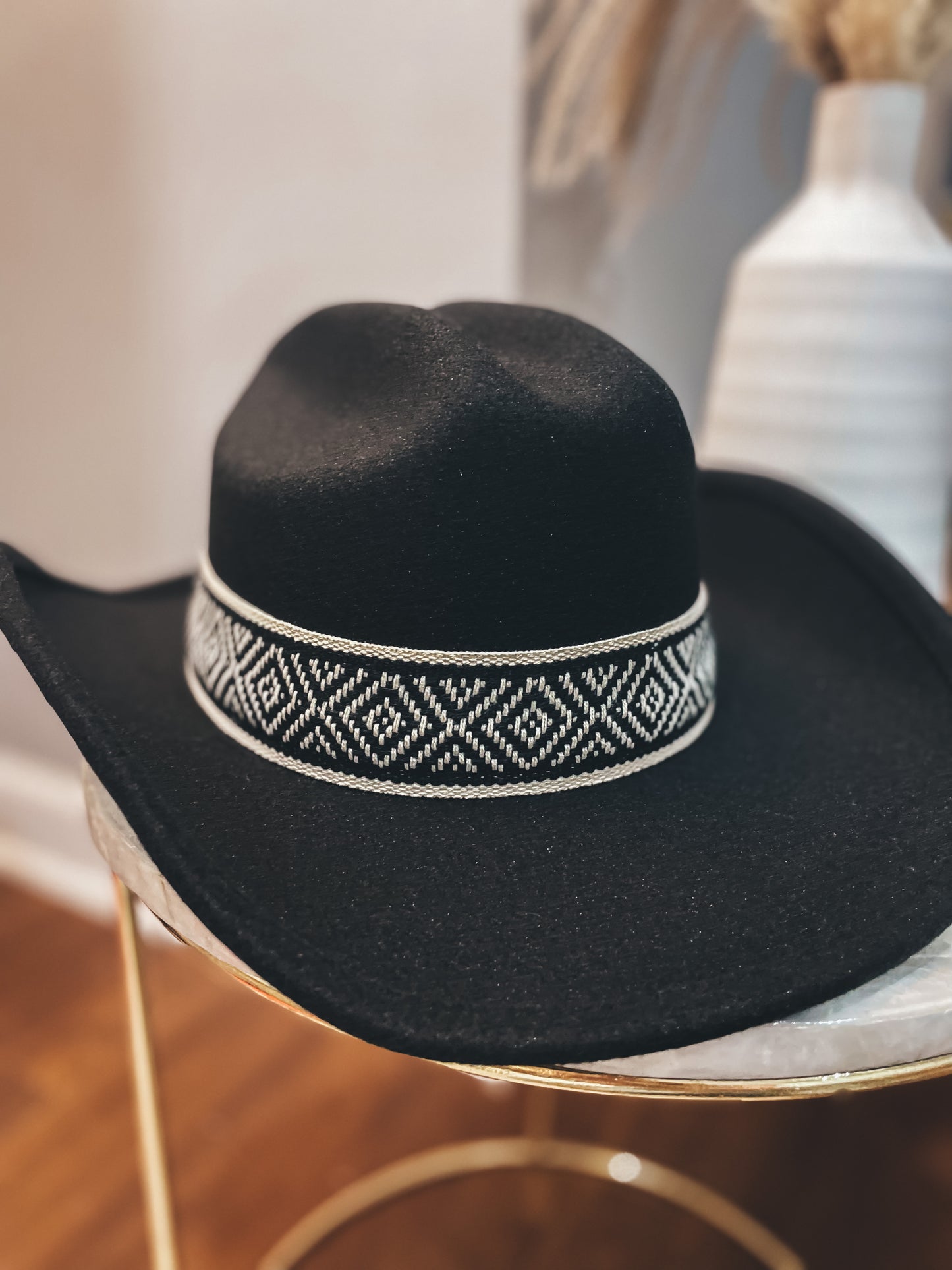 Kash Western Pattern Hat Black